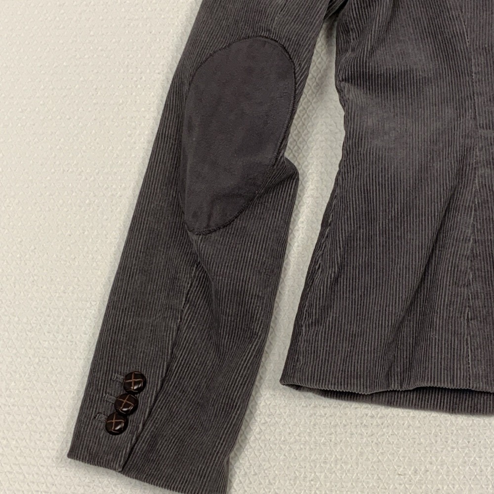 Boden Corduroy Blazer Womens 6 Gray Elbow Patch Lined Academia Preppy - Picture 10 of 16